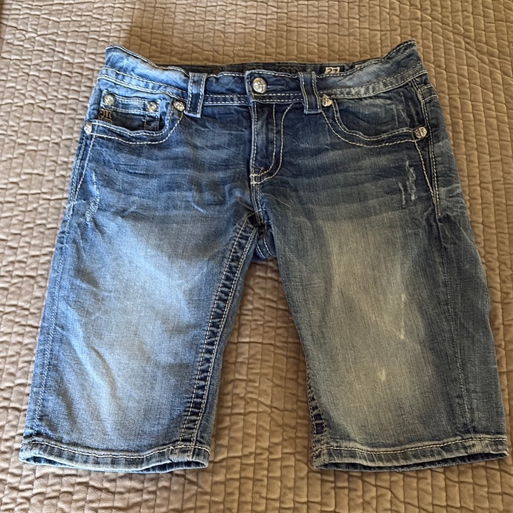 Miss Me Blue Jean  Bermuda Shorts Vintage Style